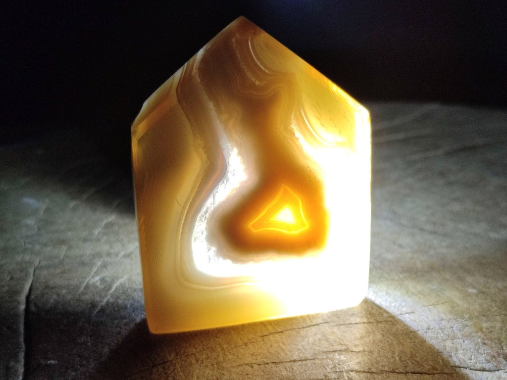 Polished Banded Agate Crystal Shaped Slices x 6 From Madagascar - Toprock Gemstones and Minerals 
