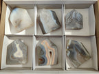 Polished Banded Agate Crystal Shaped Slices x 6 From Madagascar - Toprock Gemstones and Minerals 