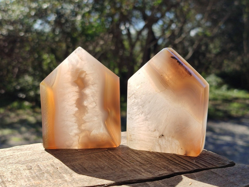 Polished Banded Agate Crystal Shaped Slices x 6 From Madagascar - Toprock Gemstones and Minerals 