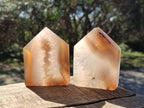 Polished Banded Agate Crystal Shaped Slices x 6 From Madagascar - Toprock Gemstones and Minerals 