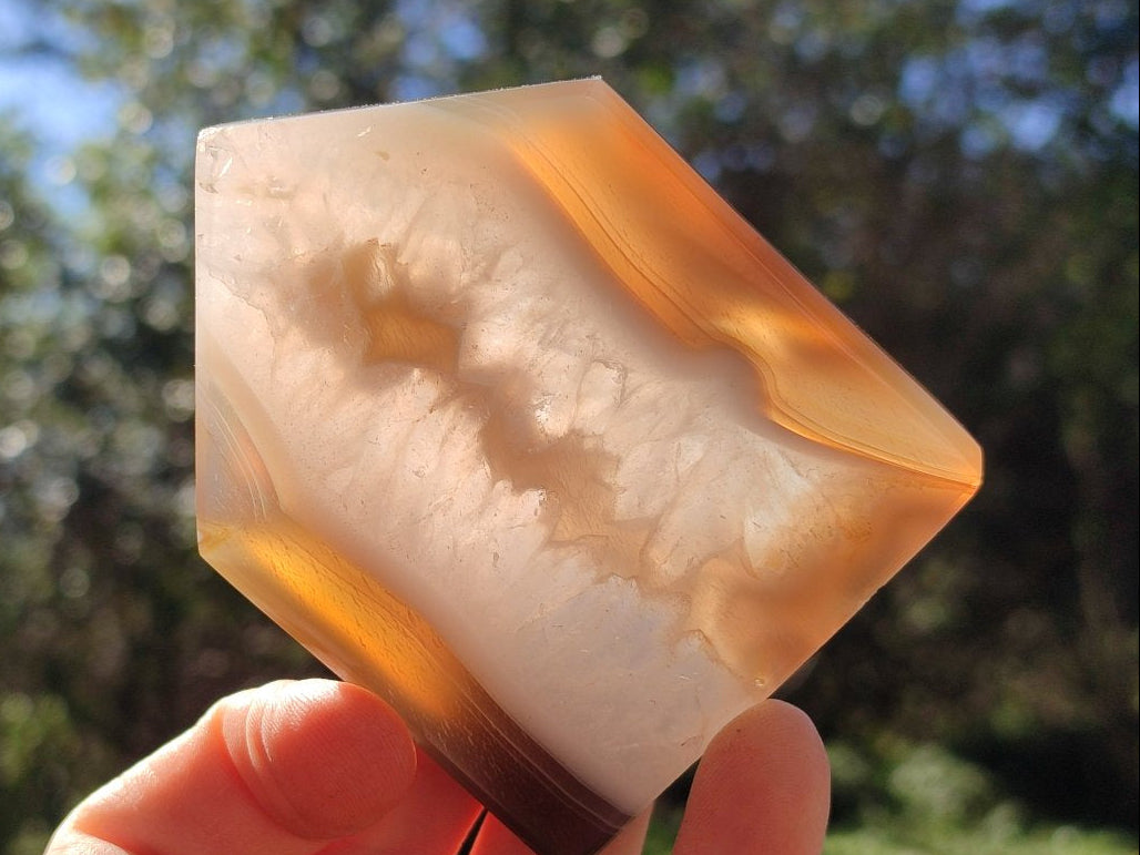 Polished Banded Agate Crystal Shaped Slices x 6 From Madagascar - Toprock Gemstones and Minerals 