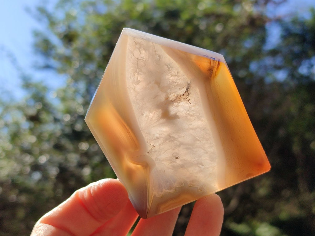 Polished Banded Agate Crystal Shaped Slices x 6 From Madagascar - Toprock Gemstones and Minerals 