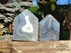 Polished Banded Agate Crystal Shaped Slices x 6 From Madagascar - Toprock Gemstones and Minerals 
