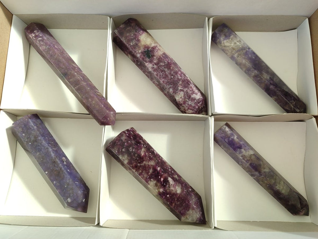 Polished Lepidolite Display Crystals x 6 From Ambatondrazaka, Madagascar - Toprock Gemstones and Minerals 