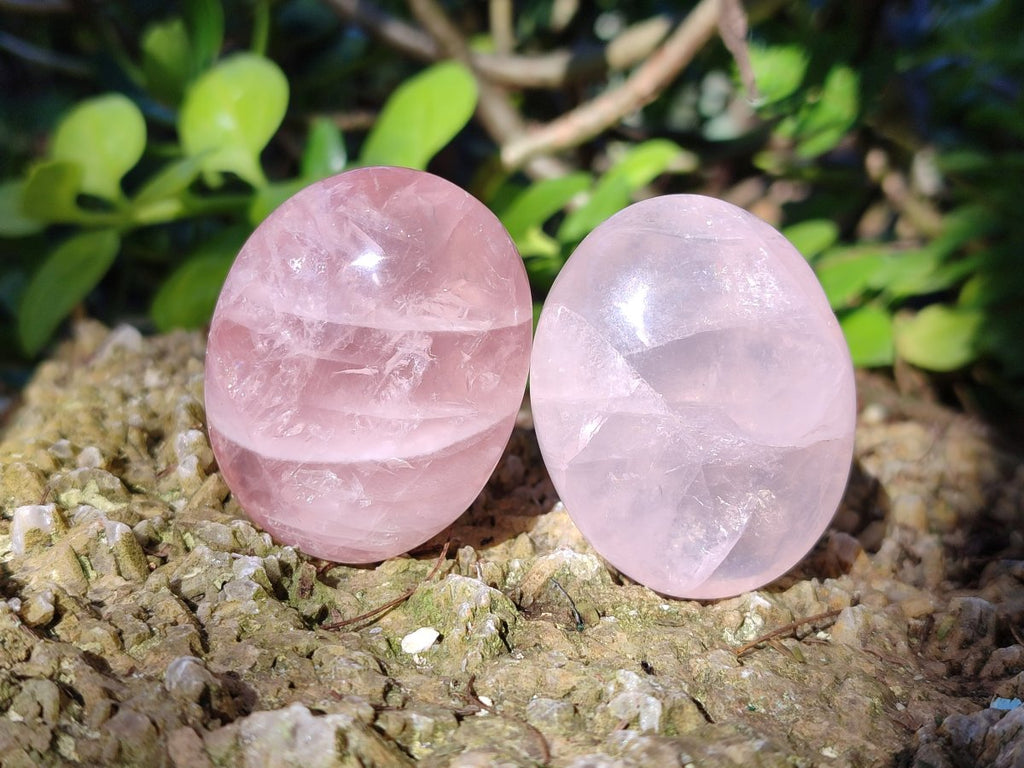 Polished Gemmy Rose Quartz Palm Stones x 35 From Madagascar - Toprock Gemstones and Minerals 