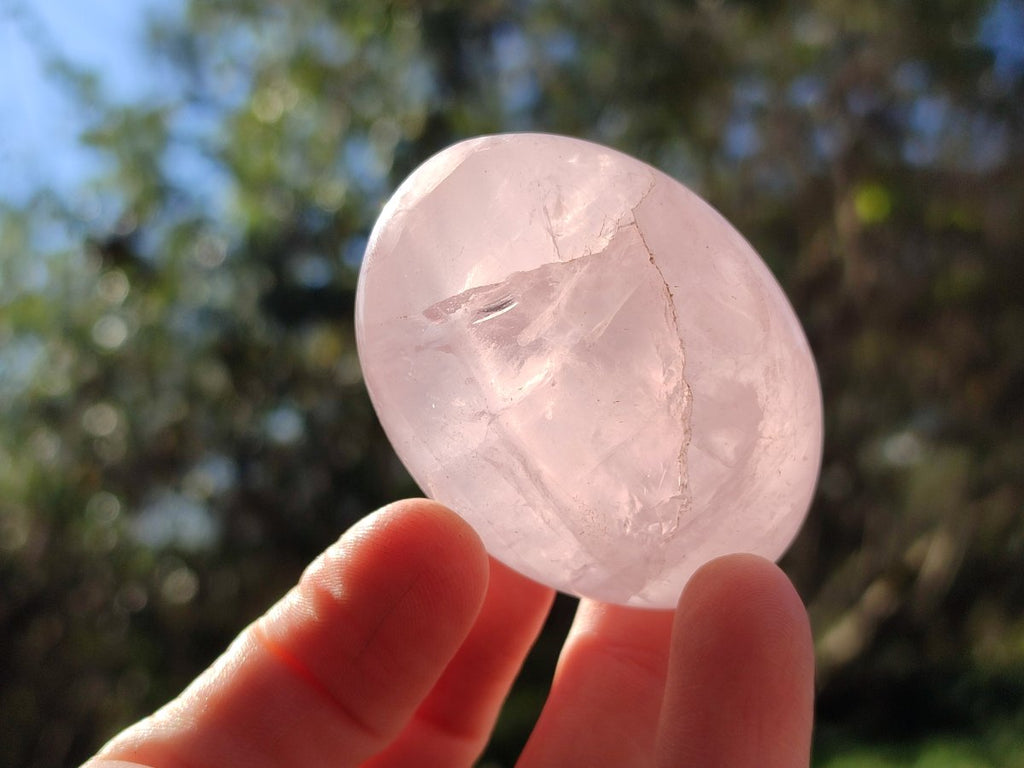 Polished Gemmy Rose Quartz Palm Stones x 35 From Madagascar - Toprock Gemstones and Minerals 