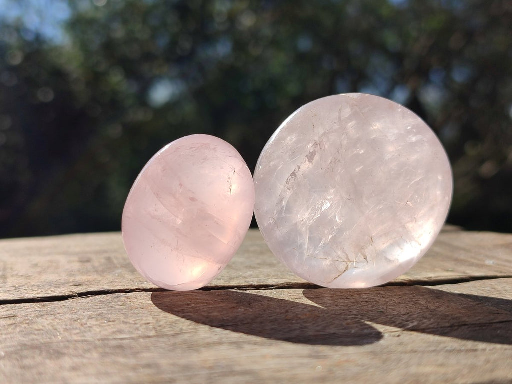 Polished Gemmy Rose Quartz Palm Stones x 35 From Madagascar - Toprock Gemstones and Minerals 