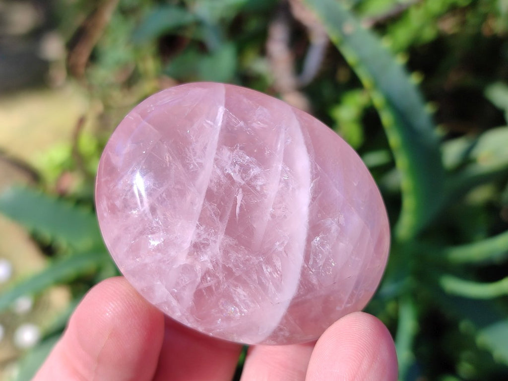 Polished Gemmy Rose Quartz Palm Stones x 35 From Madagascar - Toprock Gemstones and Minerals 