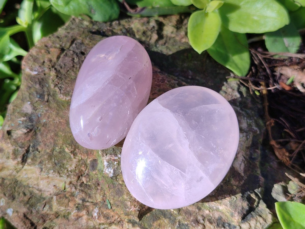 Polished Gemmy Rose Quartz Palm Stones x 35 From Madagascar - Toprock Gemstones and Minerals 