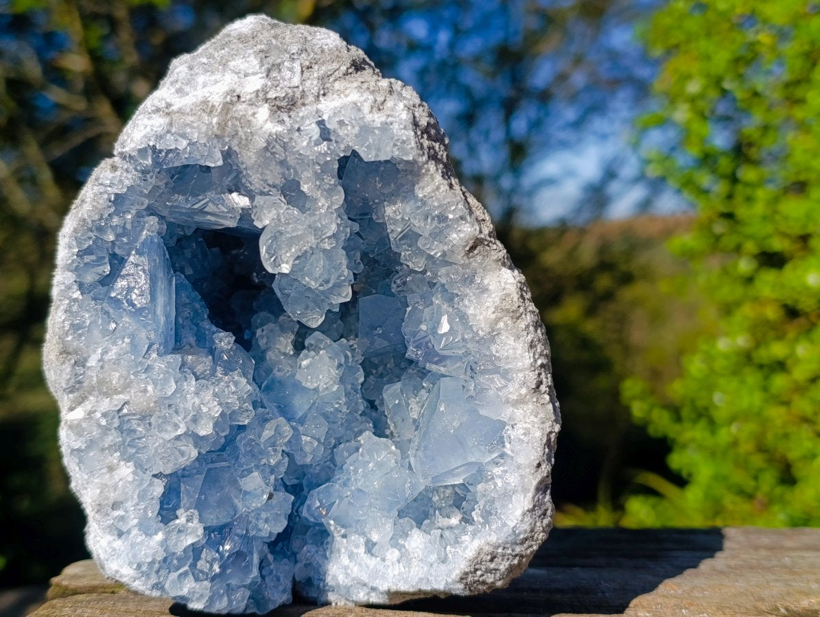 Natural Blue Celestite Geode Specimens x 2 From Sakoany, Madagascar - Toprock Gemstones and Minerals 