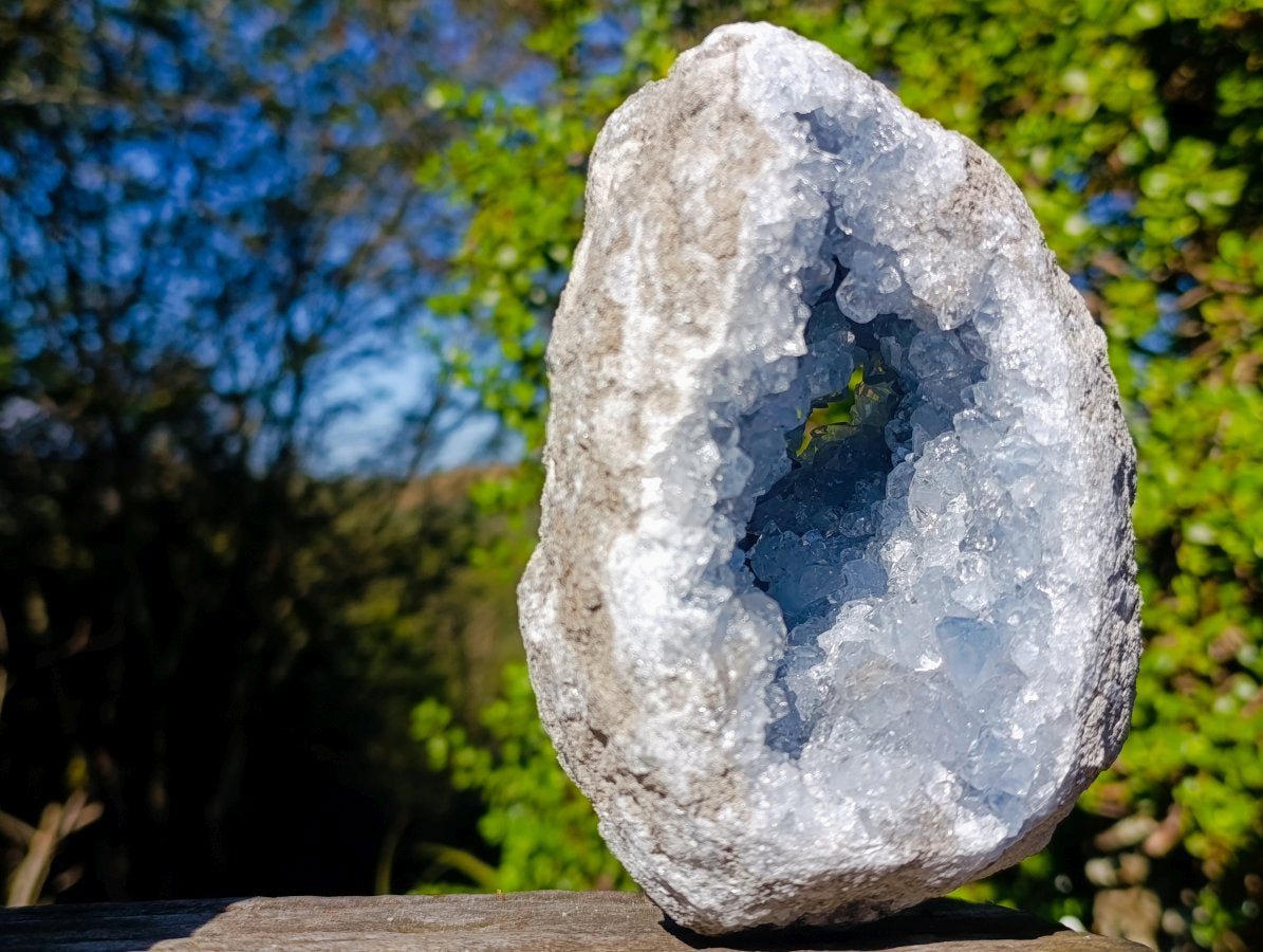 Natural Blue Celestite Geode Specimens x 2 From Sakoany, Madagascar - Toprock Gemstones and Minerals 
