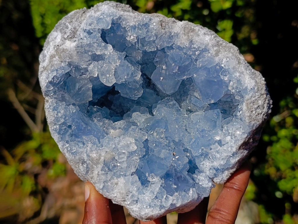 Natural Blue Celestite Geode Specimens x 2 From Sakoany, Madagascar - Toprock Gemstones and Minerals 