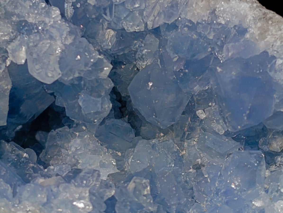 Natural Blue Celestite Geode Specimens x 2 From Sakoany, Madagascar - Toprock Gemstones and Minerals 