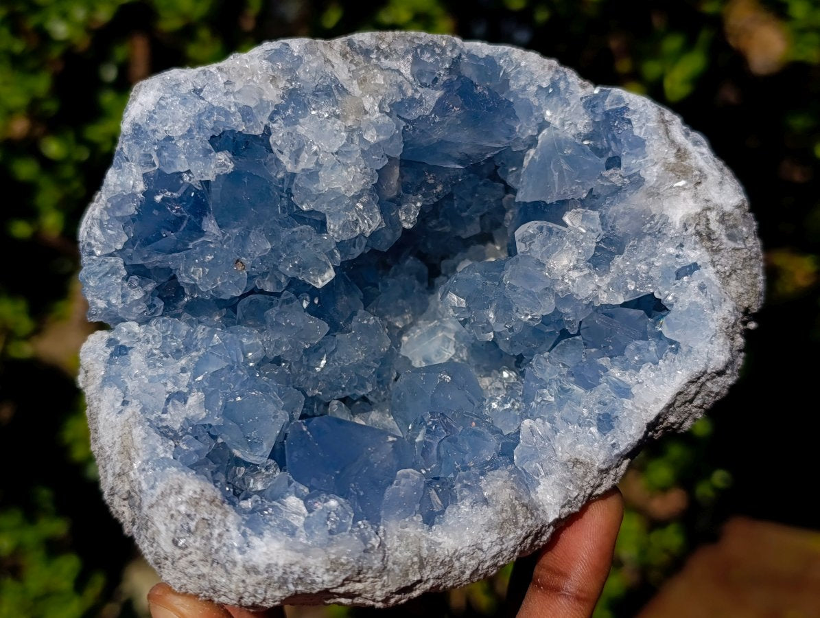 Natural Blue Celestite Geode Specimens x 2 From Sakoany, Madagascar - Toprock Gemstones and Minerals 