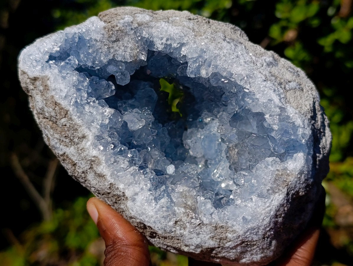 Natural Blue Celestite Geode Specimens x 2 From Sakoany, Madagascar - Toprock Gemstones and Minerals 