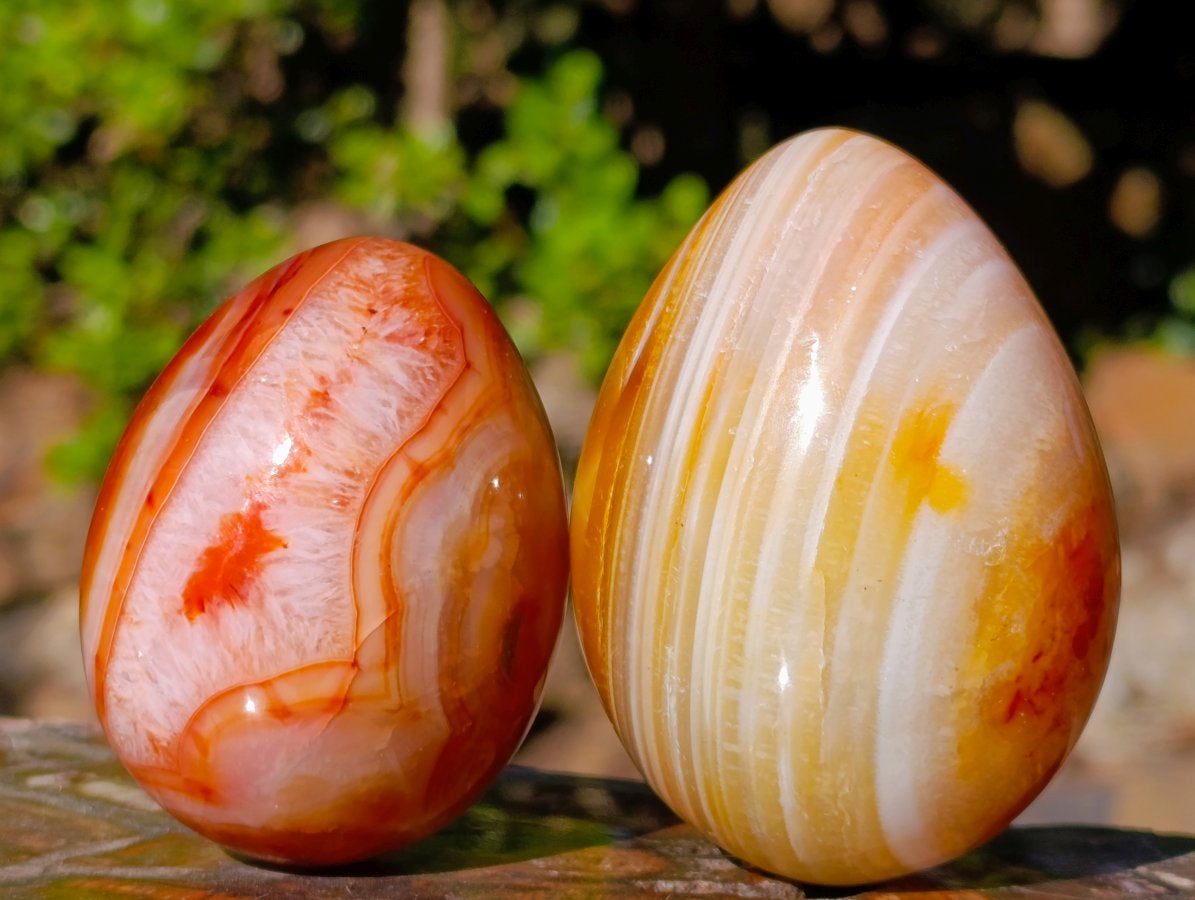 Polished Carnelian Agate Gemstone Eggs x 6 From Madagascar - Toprock Gemstones and Minerals 