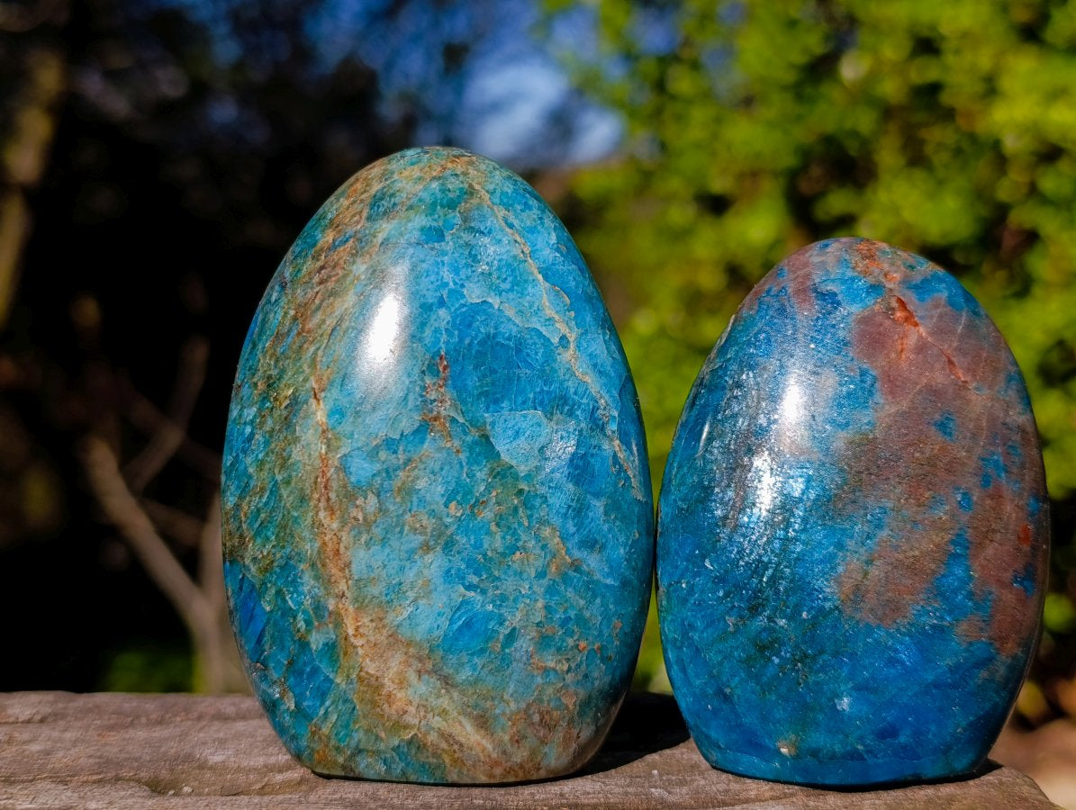 Polished Blue Apatite Standing Display Pieces x 6 From Betroka, Madagascar - Toprock Gemstones and Minerals 