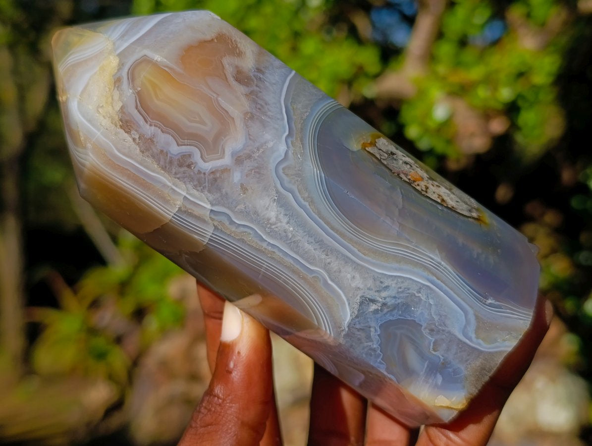 Polished Banded Agate Standing Display Pieces x 3 From Madagascar - Toprock Gemstones and Minerals 