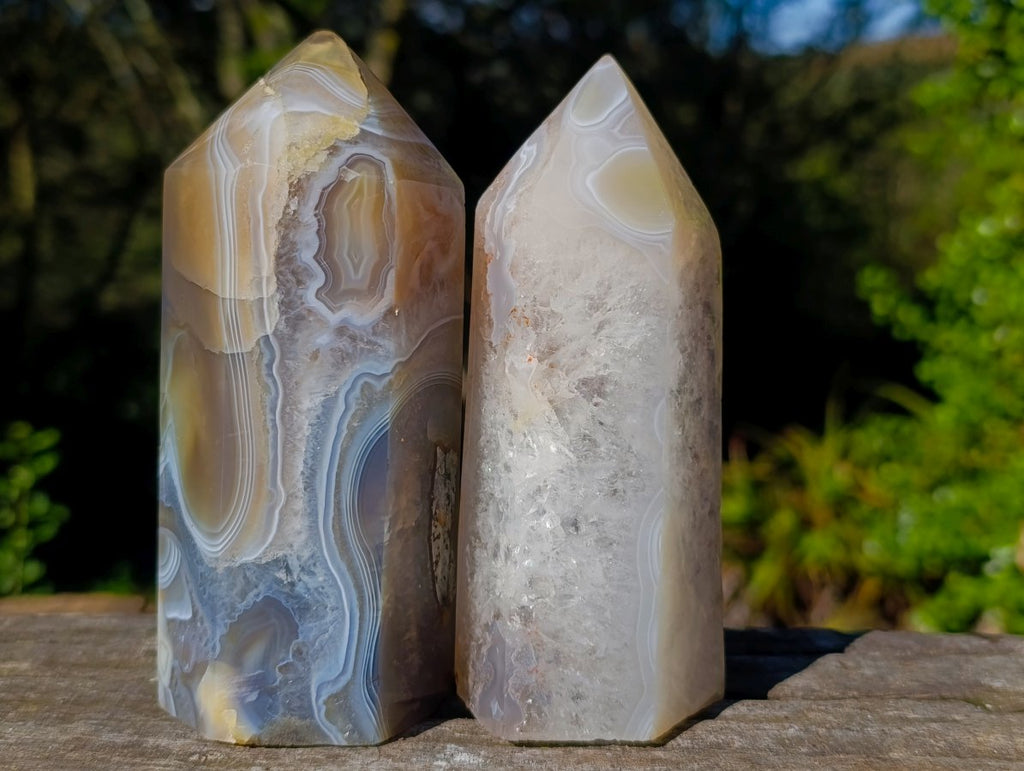 Polished Banded Agate Standing Display Pieces x 3 From Madagascar - Toprock Gemstones and Minerals 
