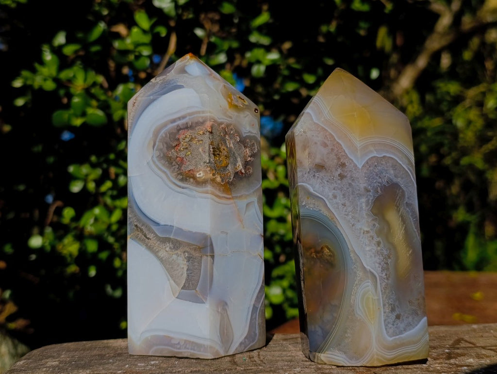 Polished Banded Agate Standing Display Pieces x 3 From Madagascar - Toprock Gemstones and Minerals 
