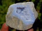 Polished On One Side Blue Lace Agate Geodes x 12 From Nsanje, Malawi - Toprock Gemstones and Minerals 
