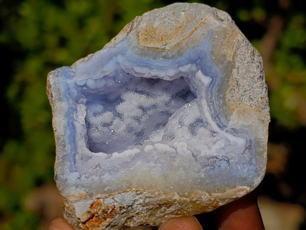 Polished On One Side Blue Lace Agate Geodes x 12 From Nsanje, Malawi - Toprock Gemstones and Minerals 