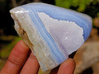 Polished On One Side Blue Lace Agate Geodes x 12 From Nsanje, Malawi - Toprock Gemstones and Minerals 