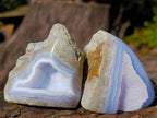 Polished On One Side Blue Lace Agate Geodes x 12 From Nsanje, Malawi - Toprock Gemstones and Minerals 