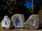 Polished On One Side Blue Lace Agate Geodes x 12 From Nsanje, Malawi - Toprock Gemstones and Minerals 
