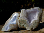 Polished On One Side Blue Lace Agate Geodes x 12 From Nsanje, Malawi - Toprock Gemstones and Minerals 