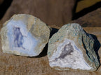 Polished On One Side Blue Lace Agate Geodes x 12 From Nsanje, Malawi - Toprock Gemstones and Minerals 