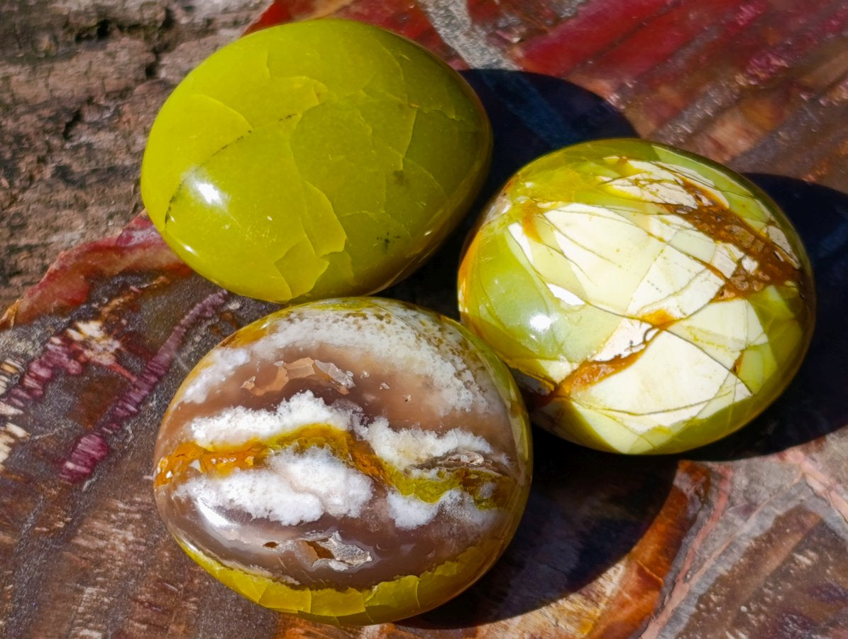 Polished Green Opal Palm Stones x 24 From Betroka, Madagascar - Toprock Gemstones and Minerals 