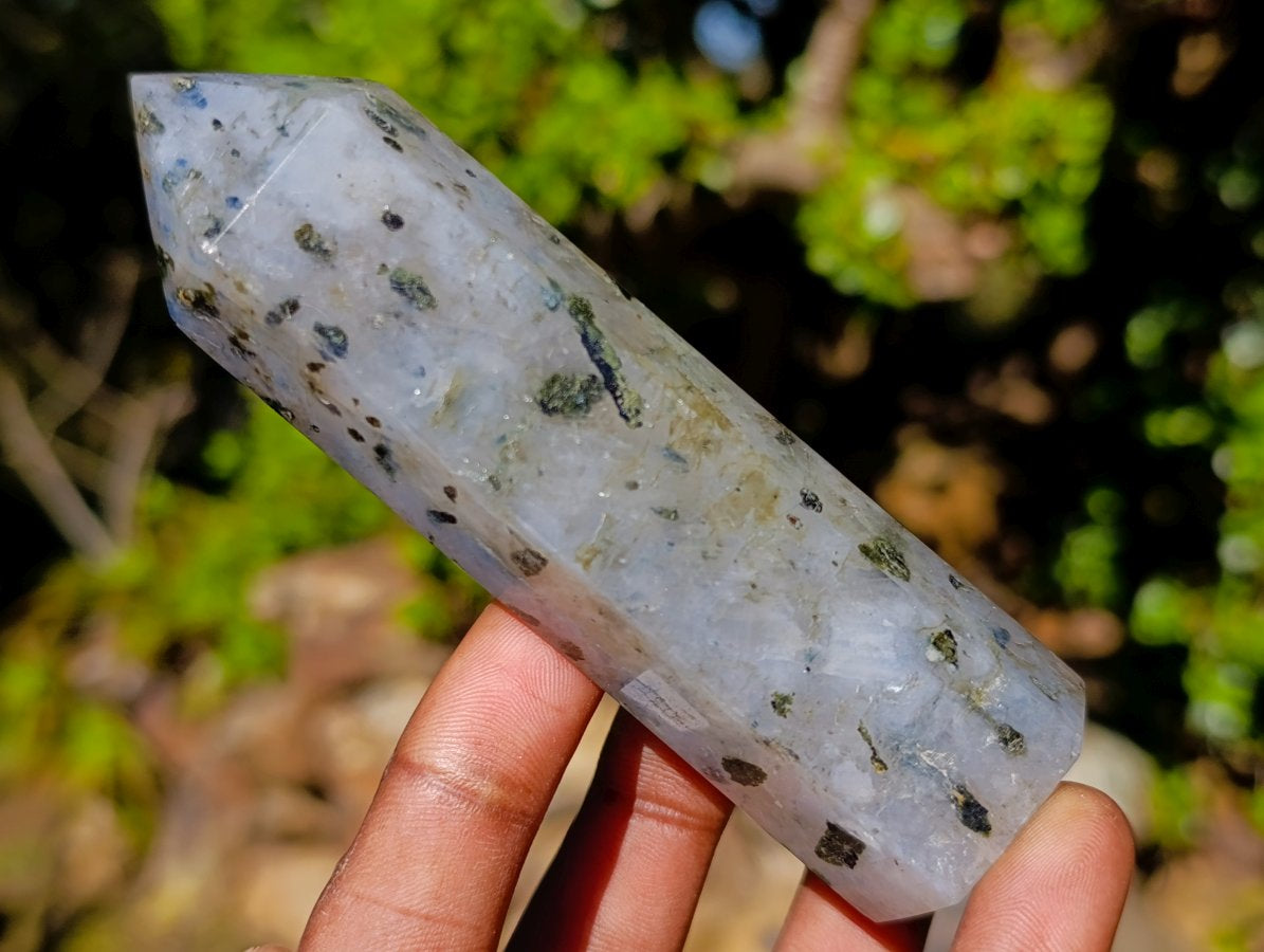Polished Girasol Rock Crystal with Epidote Inclusions Display Crystals x 12 From Madagascar - Toprock Gemstones and Minerals 