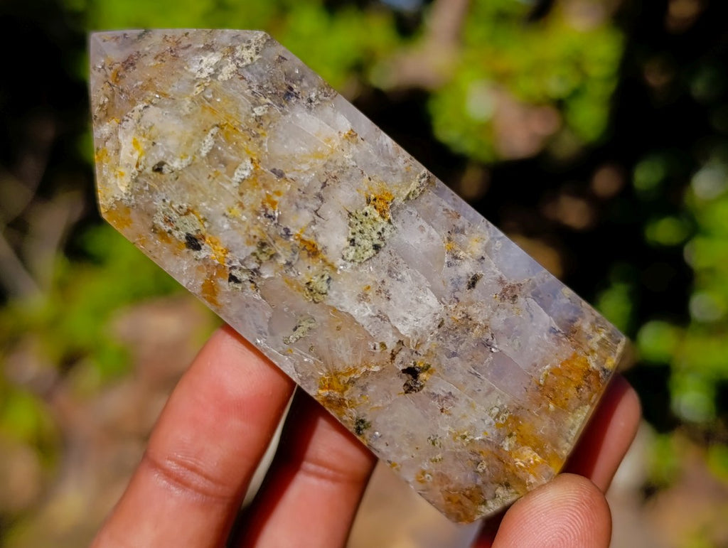 Polished Girasol Rock Crystal with Epidote Inclusions Display Crystals x 12 From Madagascar - Toprock Gemstones and Minerals 
