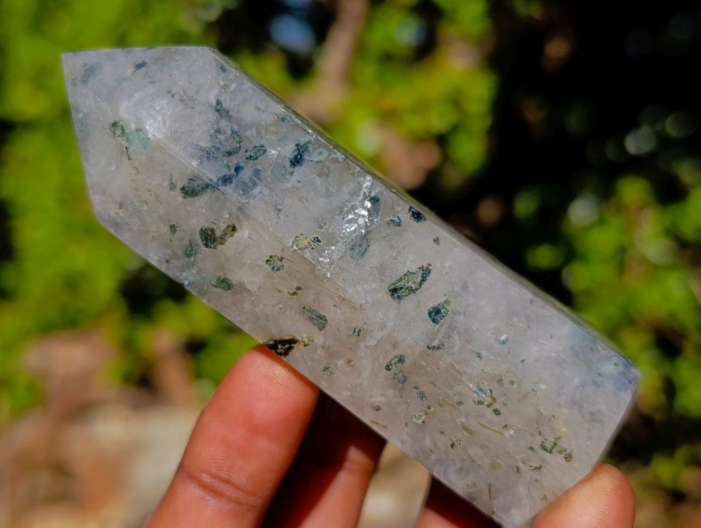 Polished Girasol Rock Crystal with Epidote Inclusions Display Crystals x 12 From Madagascar - Toprock Gemstones and Minerals 