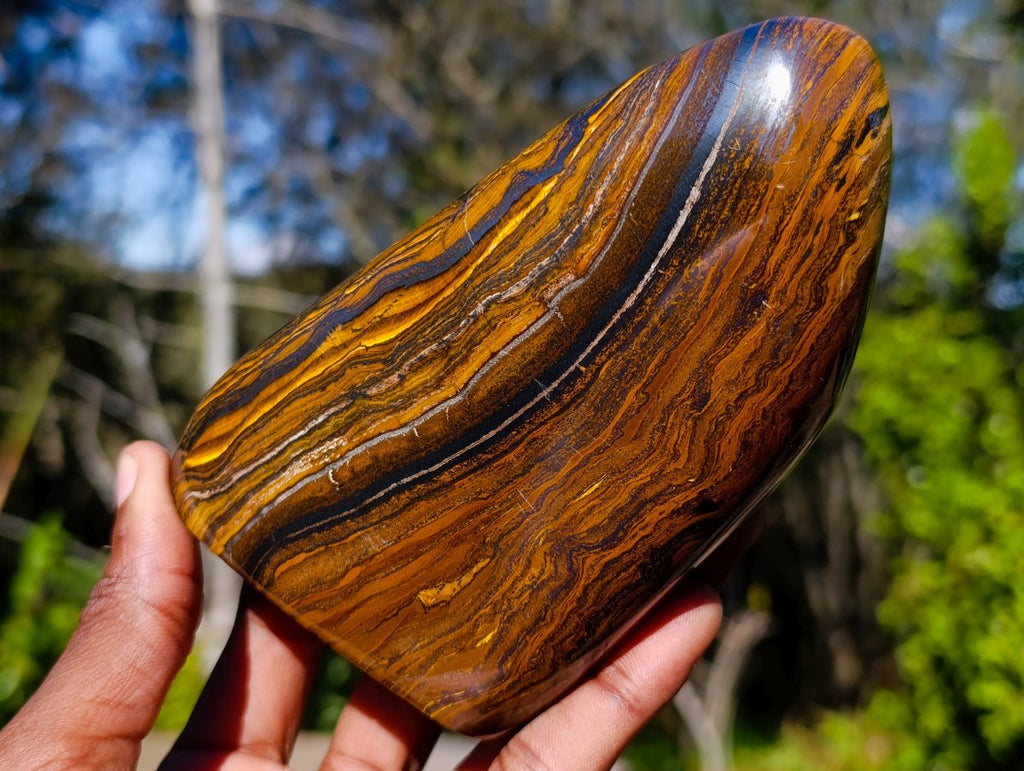 Polished Golden Tigers Eye Standing Display Pieces x 2 From Prieska, South Africa - Toprock Gemstones and Minerals 