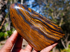 Polished Golden Tigers Eye Standing Display Pieces x 2 From Prieska, South Africa - Toprock Gemstones and Minerals 