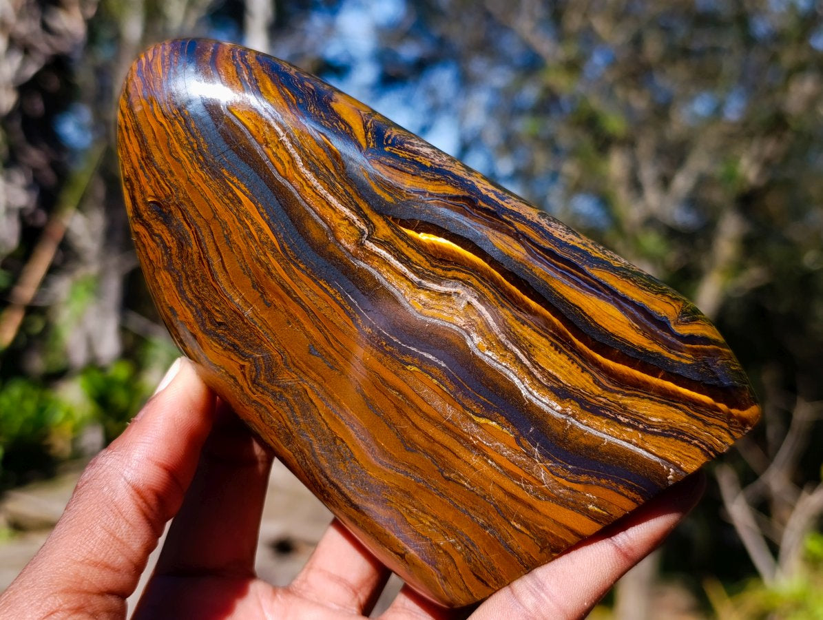 Polished Golden Tigers Eye Standing Display Pieces x 2 From Prieska, South Africa - Toprock Gemstones and Minerals 