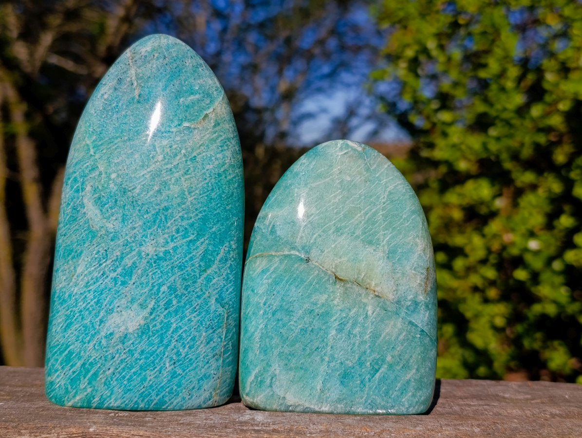 Polished Amazonite Standing Display Pieces x 4 From Madagascar - Toprock Gemstones and Minerals 