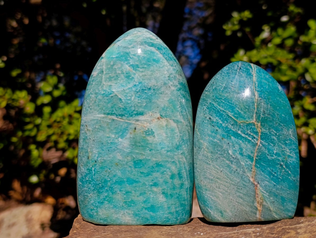 Polished Amazonite Standing Display Pieces x 4 From Madagascar - Toprock Gemstones and Minerals 