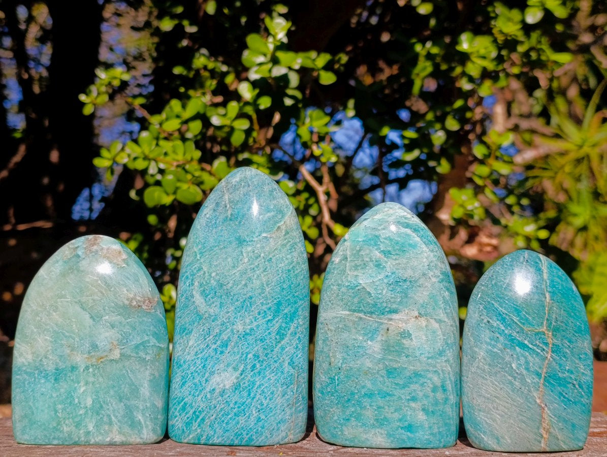 Polished Amazonite Standing Display Pieces x 4 From Madagascar - Toprock Gemstones and Minerals 