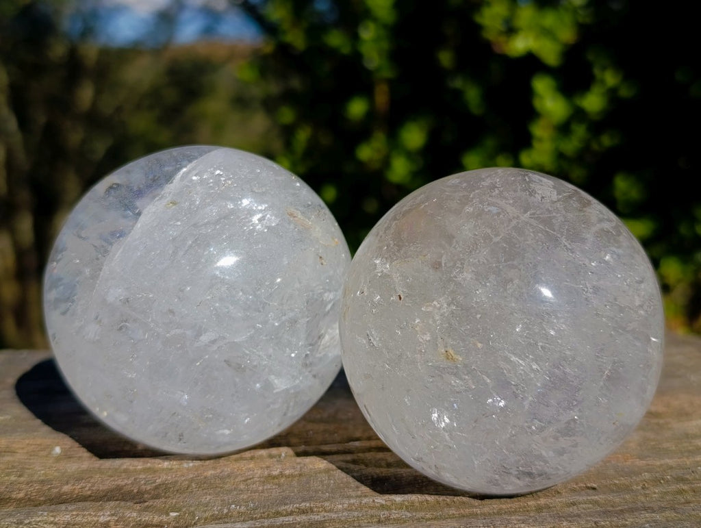 Polished Rock Crystal Balls x 3 From Amoron’i Mania, Madagascar