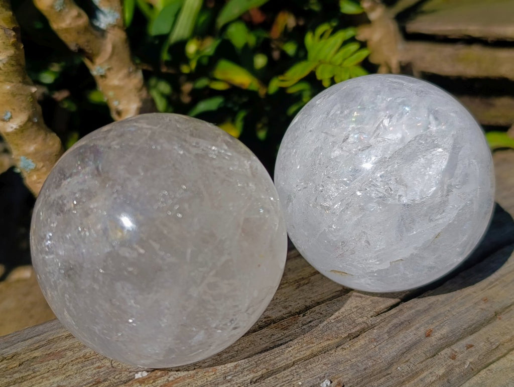 Polished Rock Crystal Balls x 3 From Amoron’i Mania, Madagascar