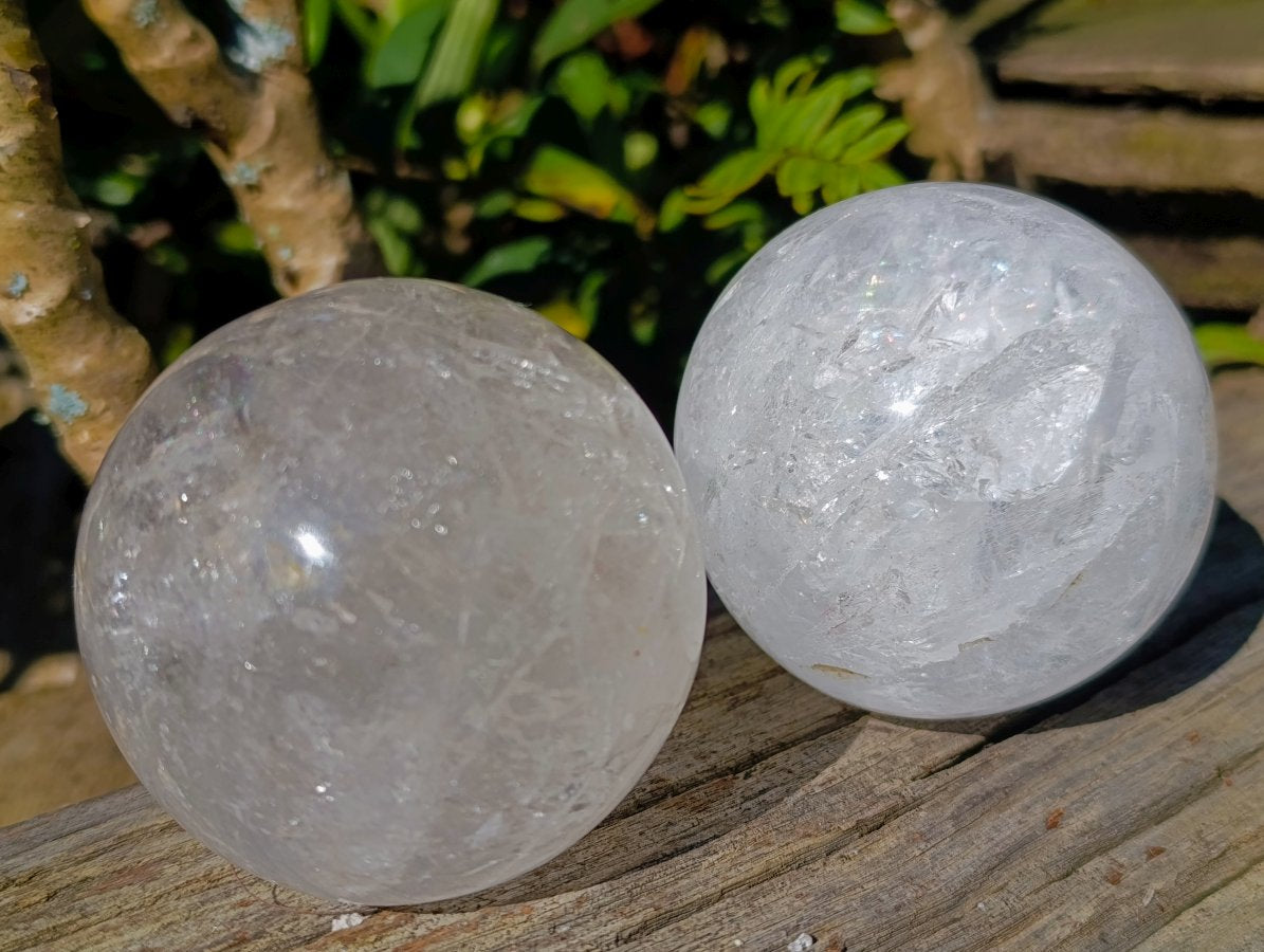 Polished Rock Crystal Balls x 3 From Amoron’i Mania, Madagascar