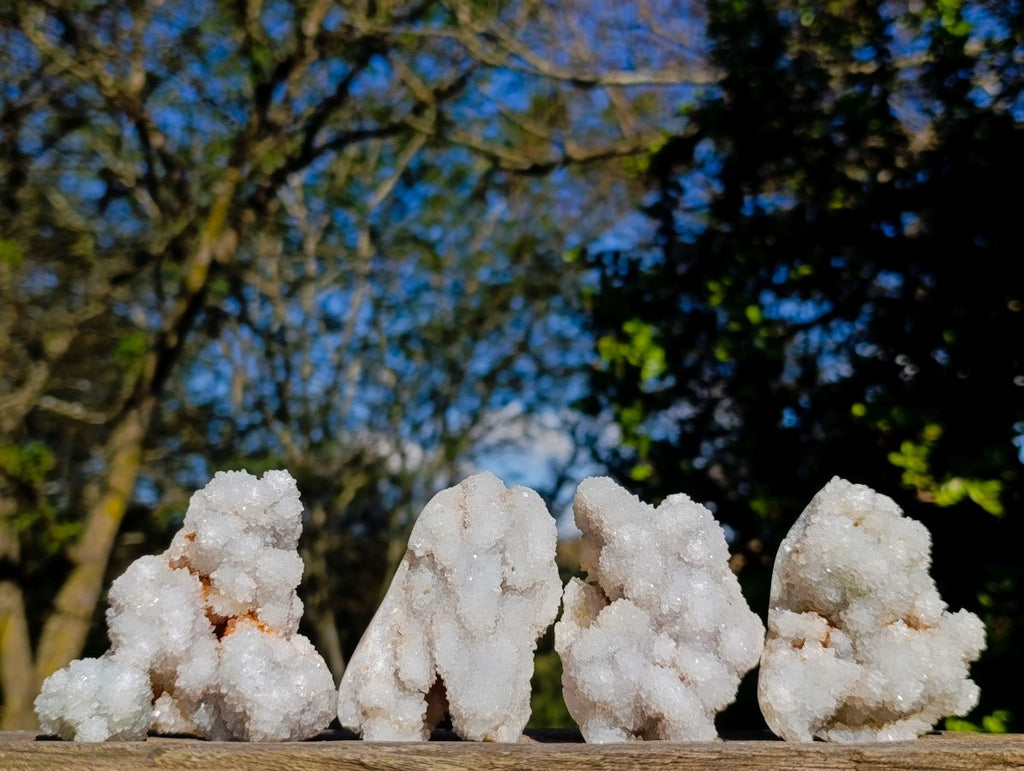 Natural Drusy Snow White Quartz Clusters x 12 From Madagascar - Toprock Gemstones and Minerals 