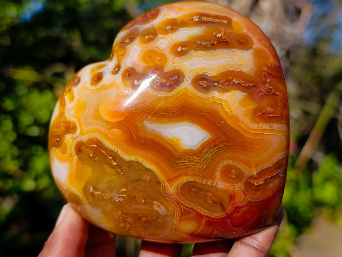Polished Carnelian Agate Gemstone Hearts x 3 From Madagascar - Toprock Gemstones and Minerals 