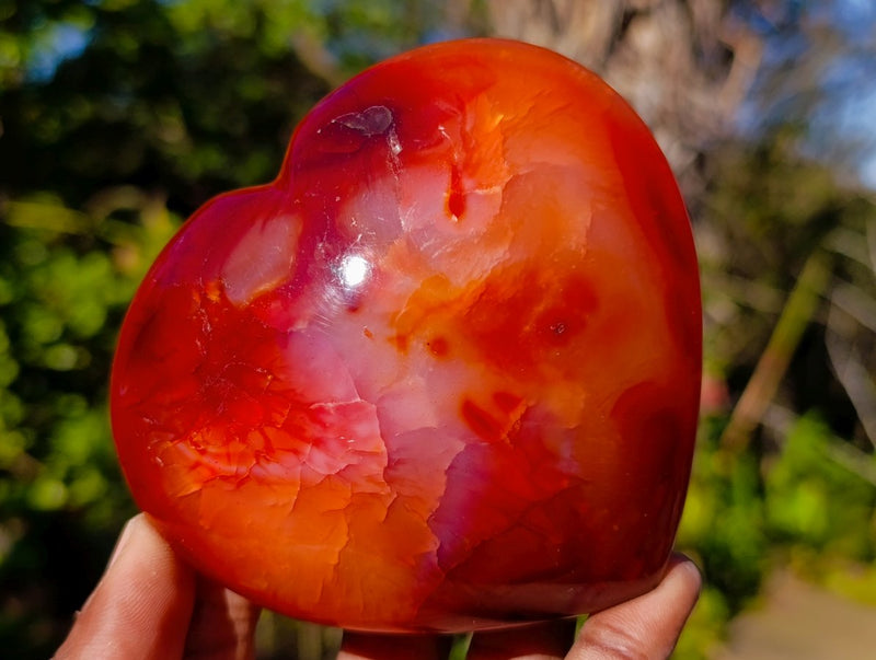 Polished Carnelian Agate Gemstone Hearts x 3 From Madagascar - Toprock Gemstones and Minerals 