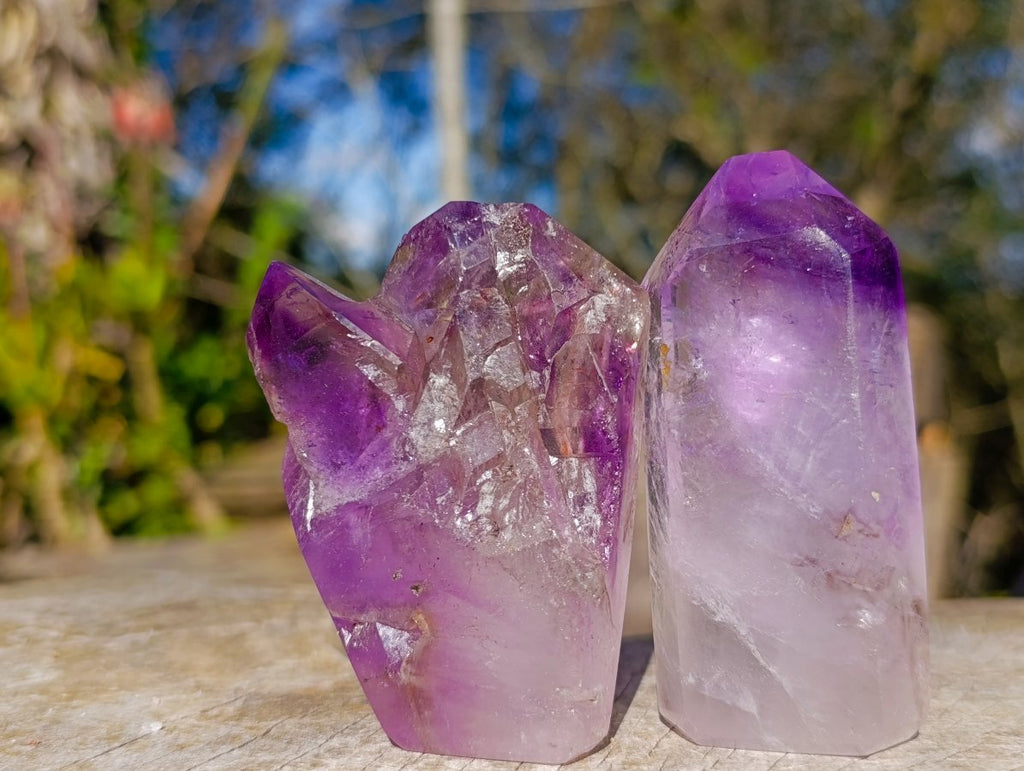 Polished Window Amethyst Display Crystals x 6 From Akansobe, Madagascar - Toprock Gemstones and Minerals 