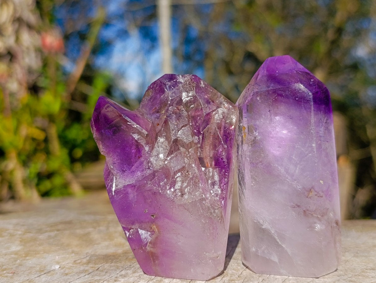 Polished Window Amethyst Display Crystals x 6 From Akansobe, Madagascar - Toprock Gemstones and Minerals 