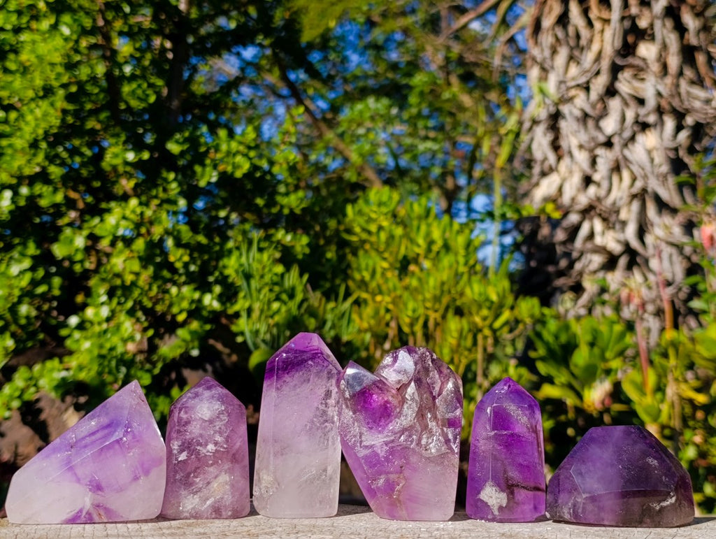 Polished Window Amethyst Display Crystals x 6 From Akansobe, Madagascar - Toprock Gemstones and Minerals 